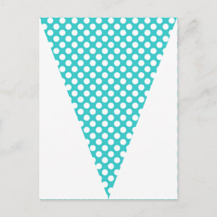 Fun Polka Dot Teal Colourful Flag Bunting Postcard