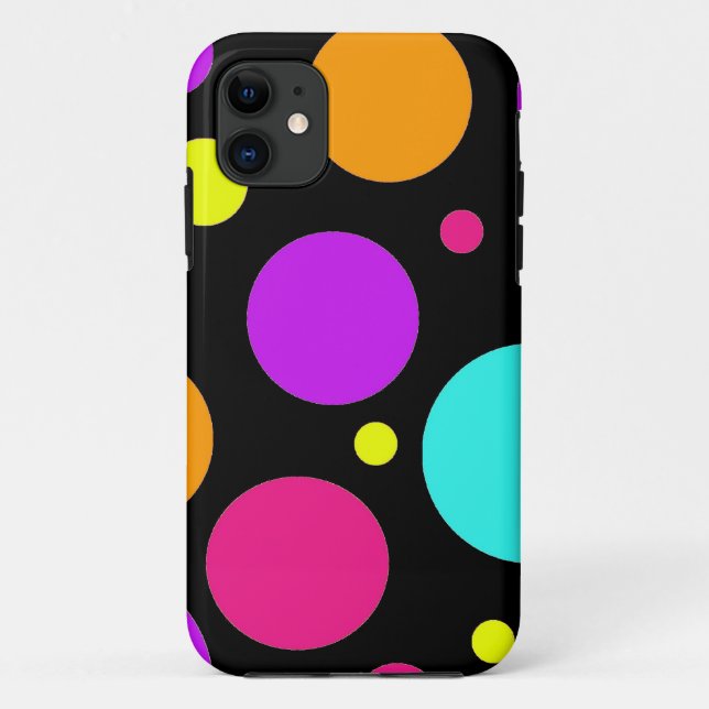 Fun Polka Dots Black Orange Purple Teal Pink Case-Mate iPhone Case (Back)