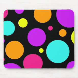 Fun Polka Dots Black Orange Purple Teal Pink Mouse Mat