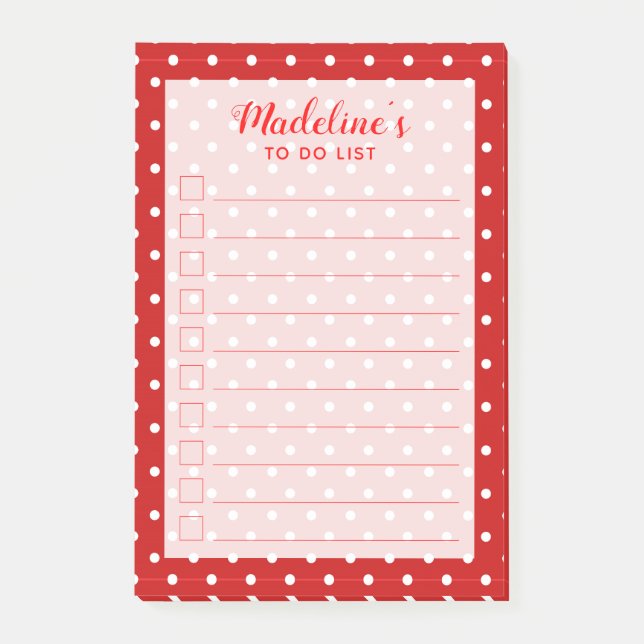 Fun Polka Dots | Personalised To Do List Post-it Notes (Front)
