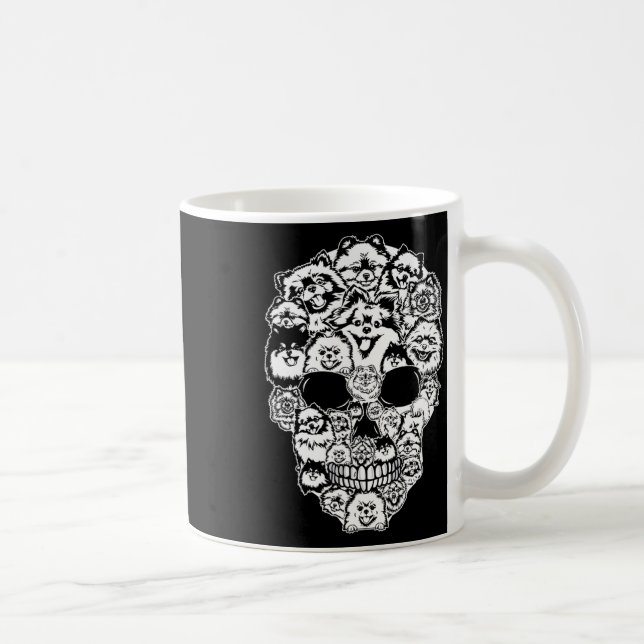 Fun Pomeranian Skull Dog Skeleton Halloween  Coffee Mug (Right)