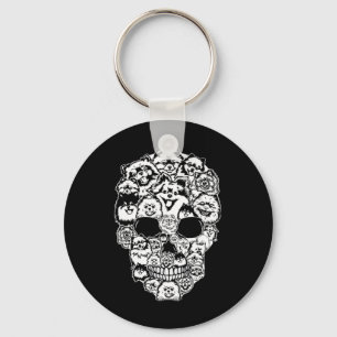 Fun Pomeranian Skull Dog Skeleton Halloween  Key Ring