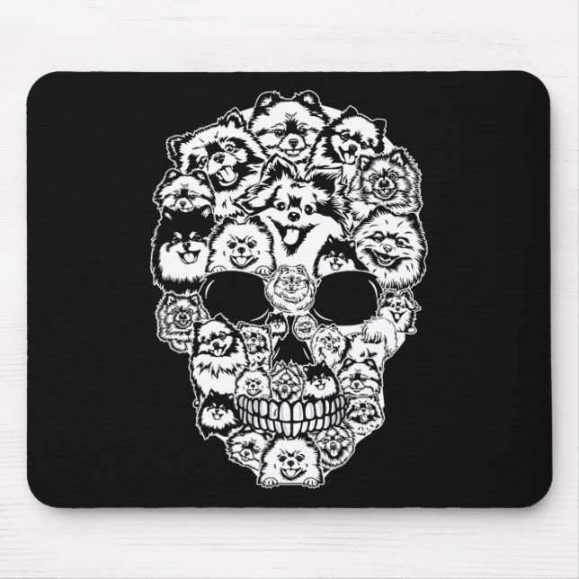 Fun Pomeranian Skull Dog Skeleton Halloween  Mouse Mat (Front)