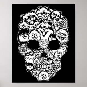 Fun Pomeranian Skull Dog Skeleton Halloween  Poster