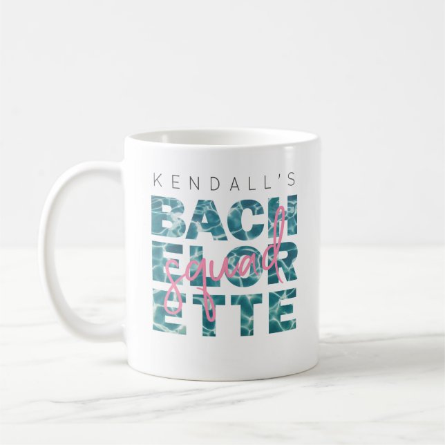 Fun Pool and Tropical Bachelorette Squad Coffee Mug (Left)