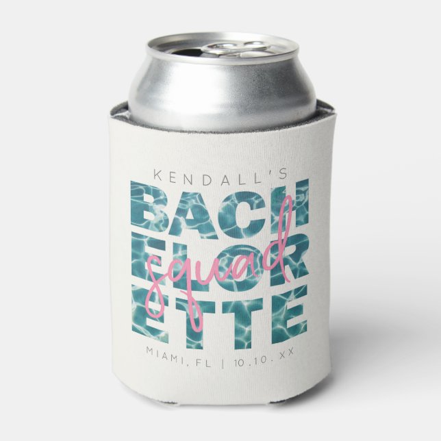 Fun Pool and Tropical Bachelorette Squad Theme Can Cooler (Can Front)