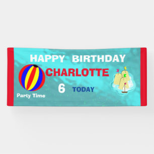 Fun Pool Beach Swim Party Personalised Banner