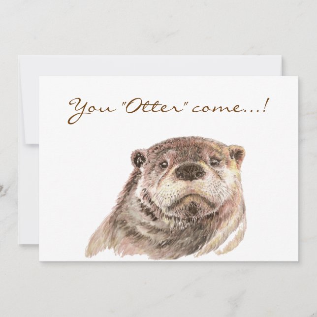 Fun Pool Party Birthday Cute Otters Invite (Front)
