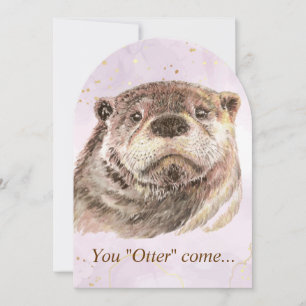 Fun Pool Party Birthday Cute Otters Invite