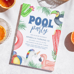Fun Pool Party   Birthday Invitation