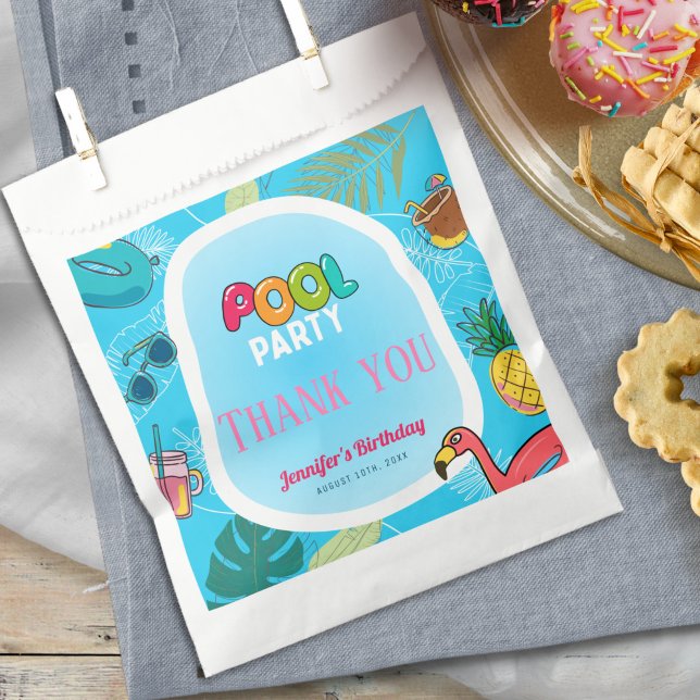 Fun Pool Party | Palm Swimming Bday Thank You Favour Bags (Creator Uploaded)