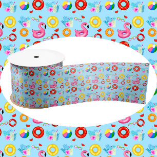 Fun Pool Party Swimming Birthday Satin Ribbon