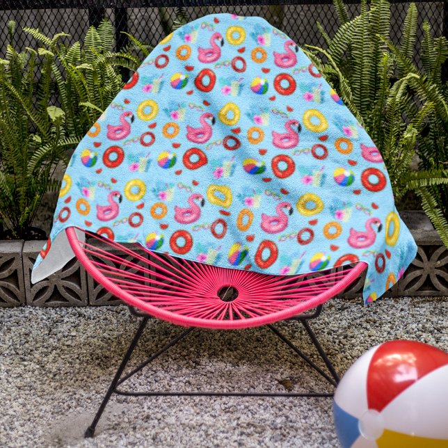 Fun Pool Party Swimming Pattern Beach Towel (Creator Uploaded)