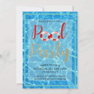 Fun Pool Party Water Theme Invitation