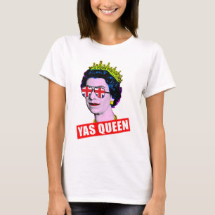 Fun Pop art HM Queen with union jack glasses T-Shirt
