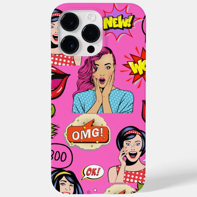 Fun pop art Vibrant artwork cute Pink girly Case-Mate iPhone Case (Back)