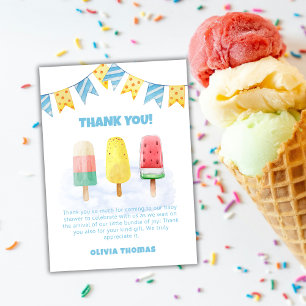 Fun Popcicle Ready To pop Ice Cream Baby Shower  Thank You Card