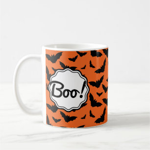 Fun Popular Halloween Orange Black Bat Boo! Coffee Mug