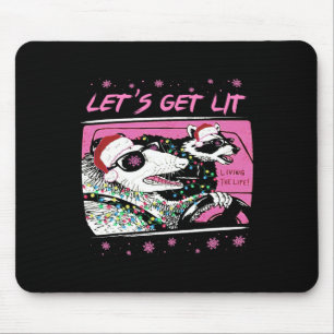 Fun Possum Raccoon Lets Get Trash Street Pink Chri Mouse Mat