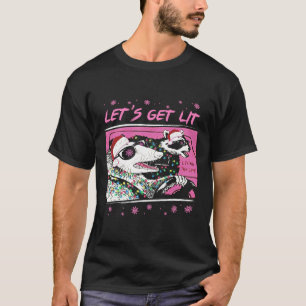 Fun Possum Racoon Lets Get Trash Street Pink Chri T-Shirt