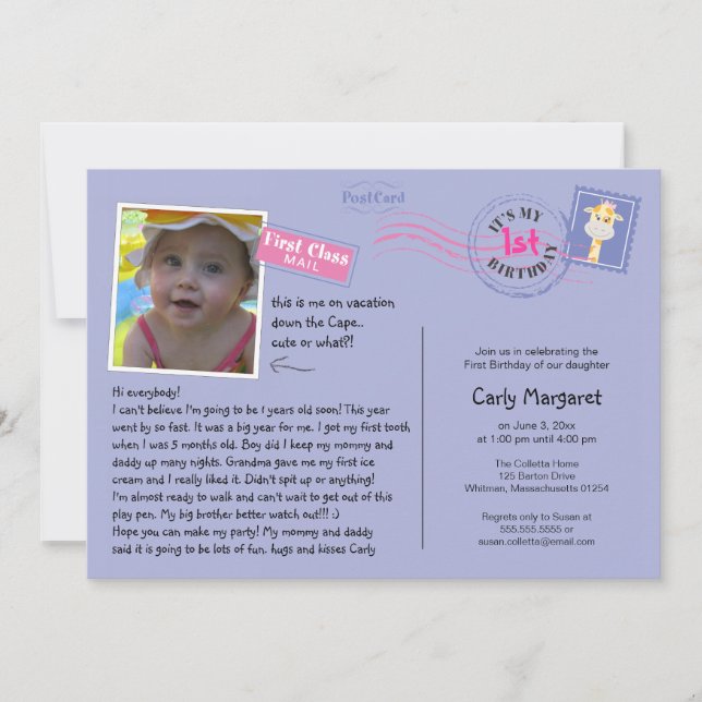 Fun Postcard Birthday Party Invitation (Front)