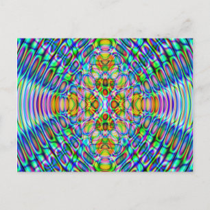 Fun Postcard, Psychedelic Trippy Blue Design Postcard