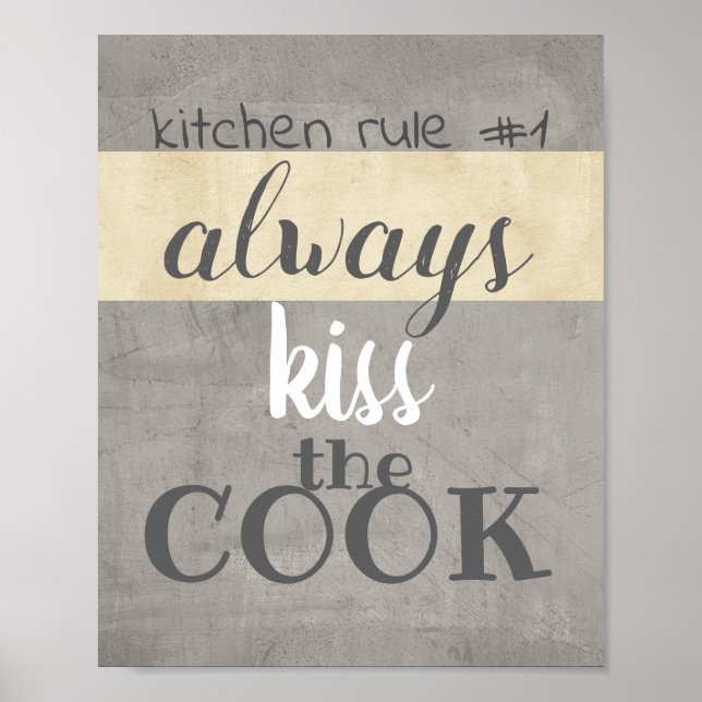 fun poster kitchen quote humour kiss the cook (Front)