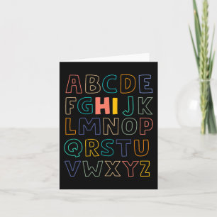 Fun Pre K Kindergarten Hi Alphabet Back To School Card