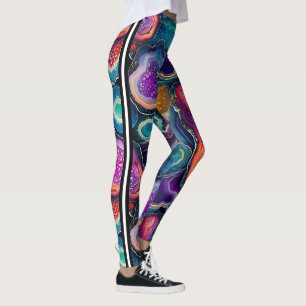 Fun Precious Stone Slice Agates Design With Stripe Leggings