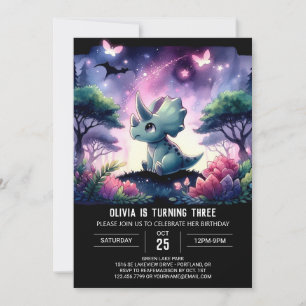 Fun Prehistoric Triceratops Birthday Invitation