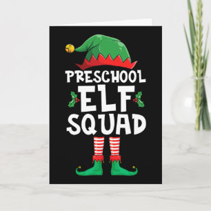 Fun Preschool Elf Squad Christmas Teacher Student Card