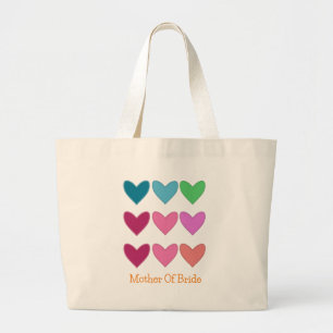 Fun Pretty Hearts Colourful Mother Of Bride Weddin Large Tote Bag