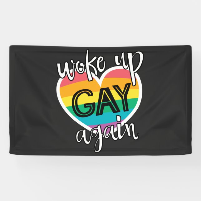 Fun pride month lgbt woke up gay again banner (Horizontal)