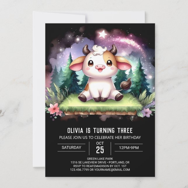 Fun Printable Cow Birthday Invitation (Front)