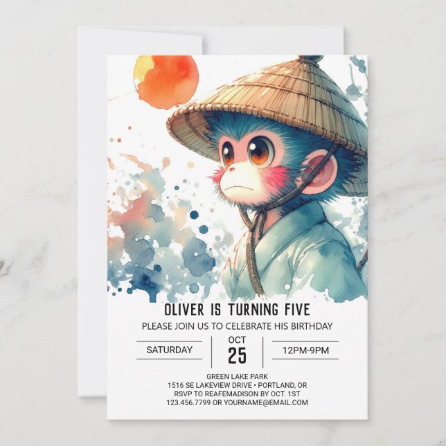 Fun Printable Monkey Birthday Invitation (Front)