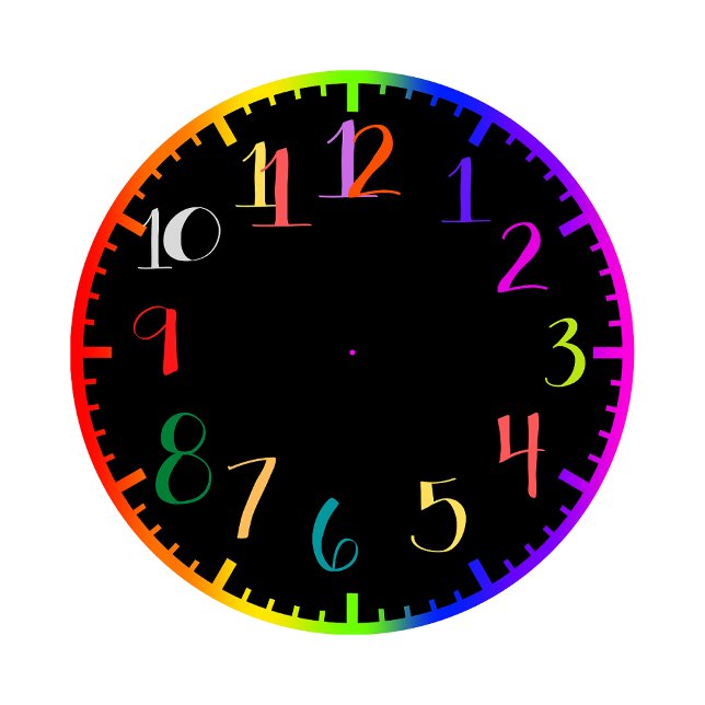 Fun psychedelic style clock with colorful numbers (Creator Uploaded)