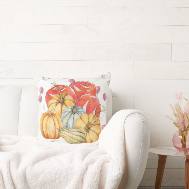 Fun Pumpkin and Apples Fall Season  Cushion (Couch)
