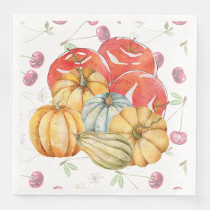 Fun Pumpkin and Apples Fall Season Napkin