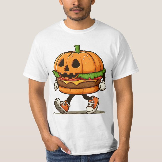 Fun Pumpkin Burger - Halloween Magic Fun T-Shirt (Front)