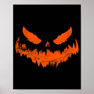 Fun Pumpkin Jack O Lantern Scary Pumpkin Face Hall Poster