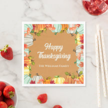 Fun Pumpkin Thanksgiving Dinner Napkins