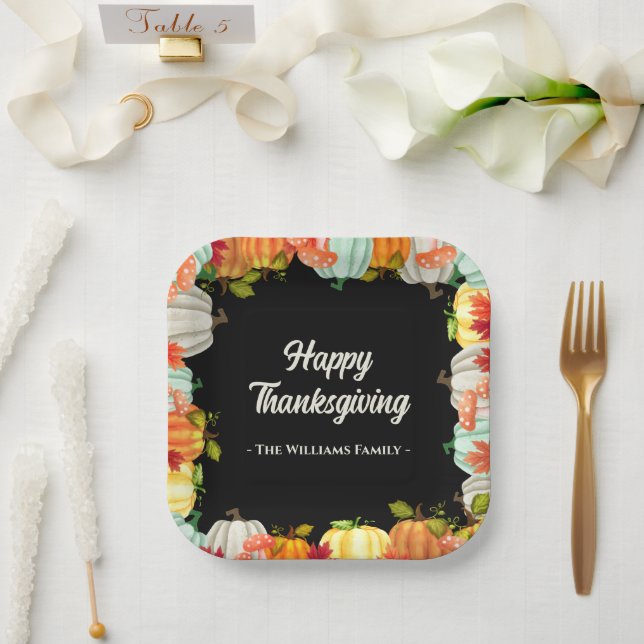 Fun Pumpkin Thanksgiving Dinner Paper Plates (Wedding)