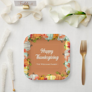 Fun Pumpkin Thanksgiving Dinner Paper Plates