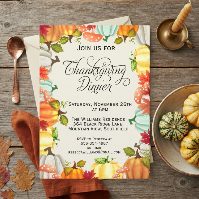 Fun Pumpkins Thanksgiving Dinner Invitation (Creator Uploaded)