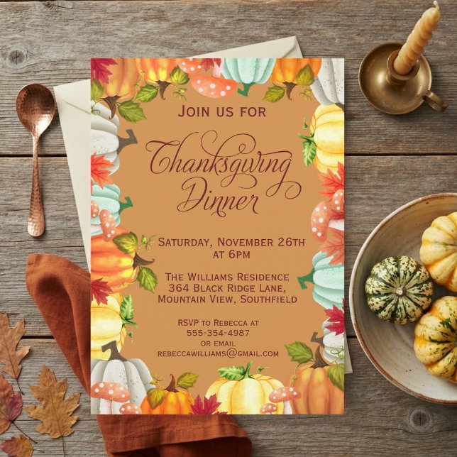 Fun Pumpkins Thanksgiving Dinner Invitation (Creator Uploaded)