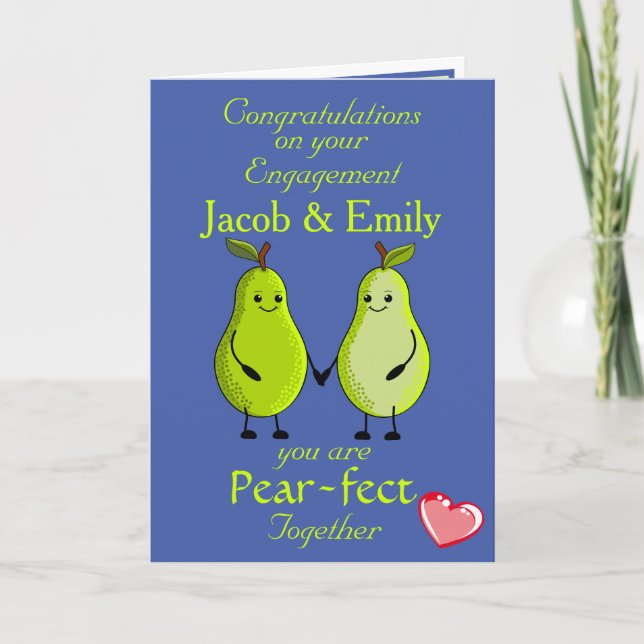 Fun Pun Pear Engagement Card (Front)