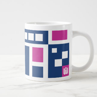 Fun Purple and Blue Geometric Mod Blocks Large Coffee Mug