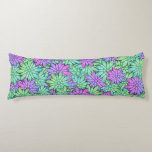 Fun Purple and Green Flowers Body Cushion
