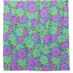 Fun Purple and Green Flowers Shower Curtain