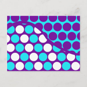 Fun Purple and Teal Polka Dot Wave Pattern Postcard